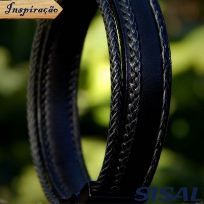 Pulseira em couro com o tingidor preto sisal